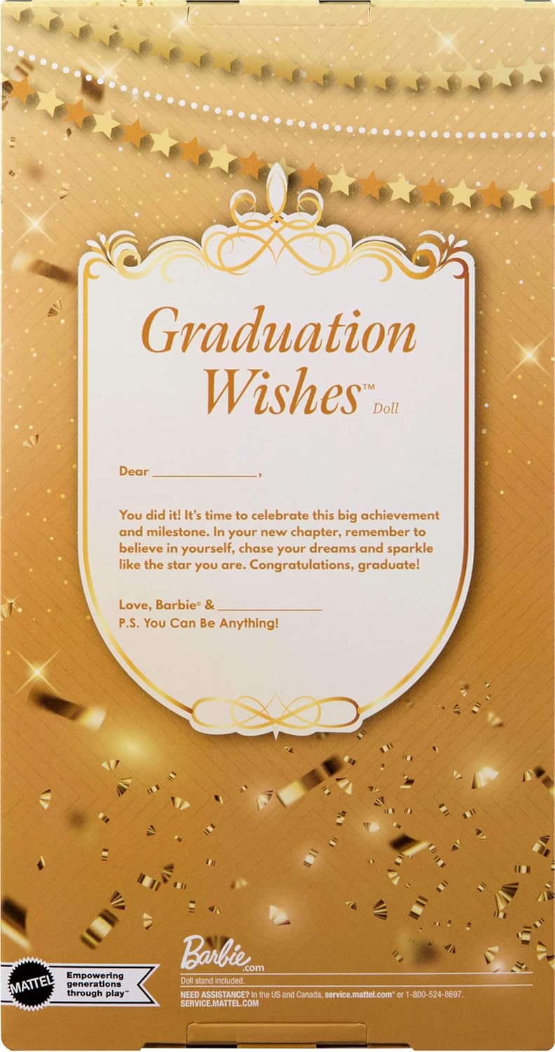 Barbie Signature Graduation Wishes Modepuppe mit burgunderrotem Talar und Hut mit Quaste, Spielzeug