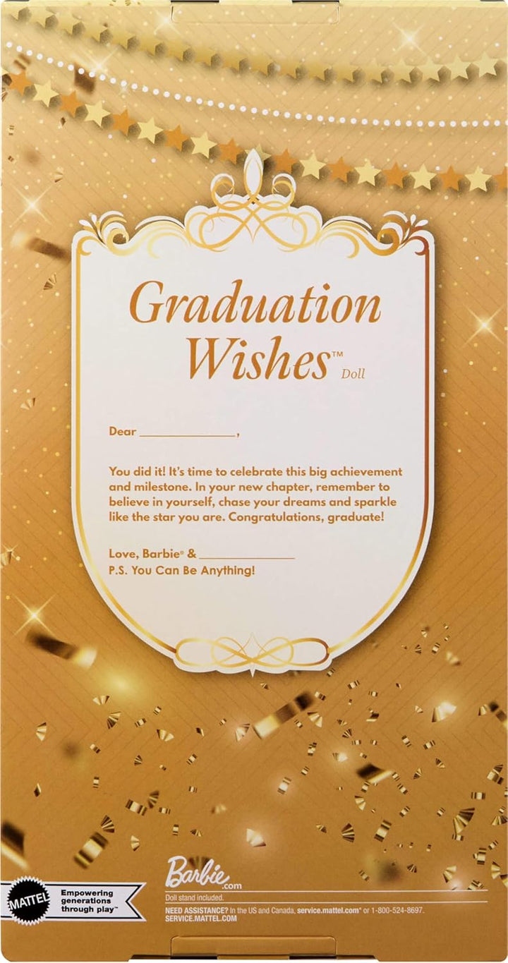 Barbie Signature Graduation Wishes Modepuppe mit burgunderrotem Talar und Hut mit Quaste, Spielzeug