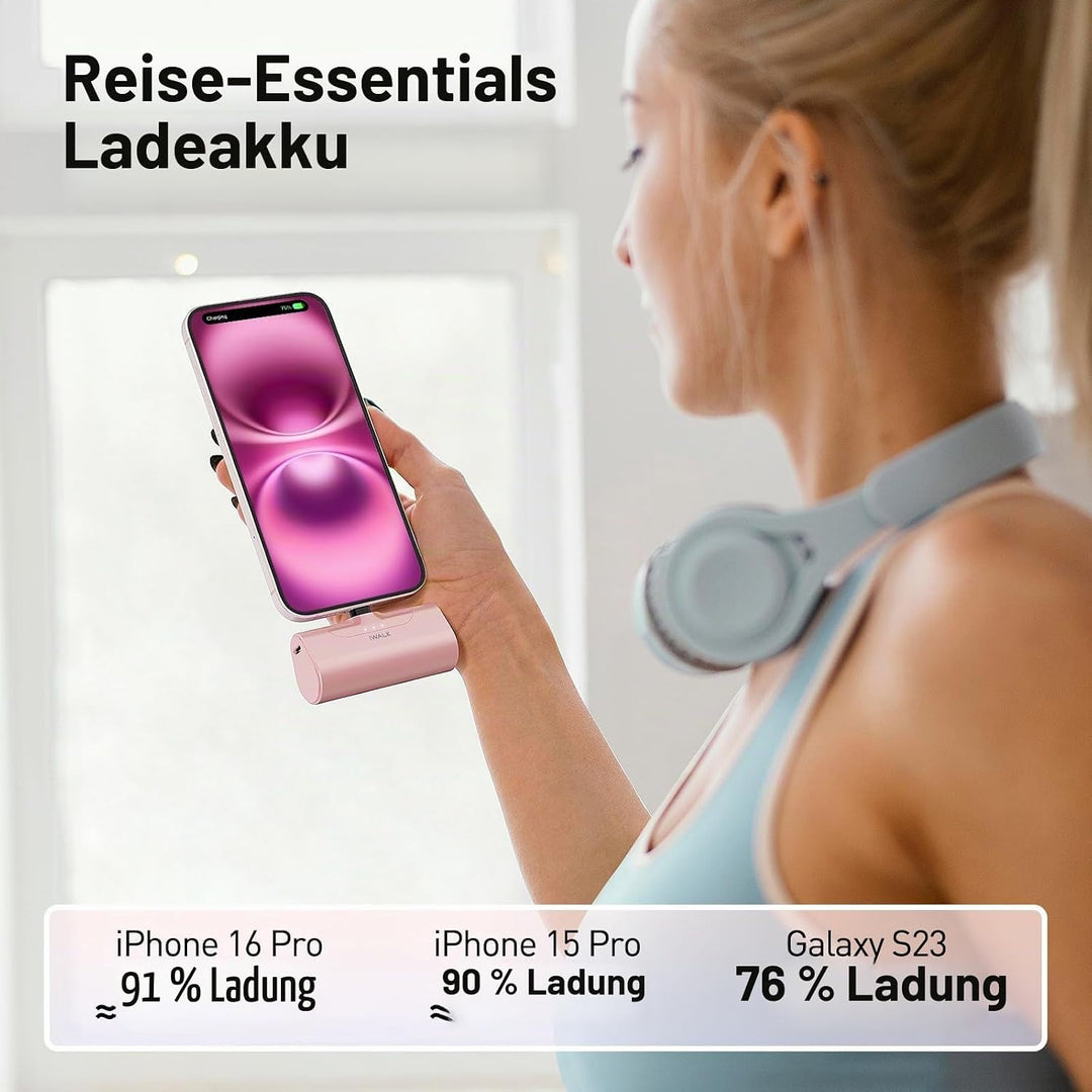 iWALK Mini Powerbank 4500mAh, USB-C 20W Tragbares Ladegerät Quick Charge, Externer Akku für Tasche/R