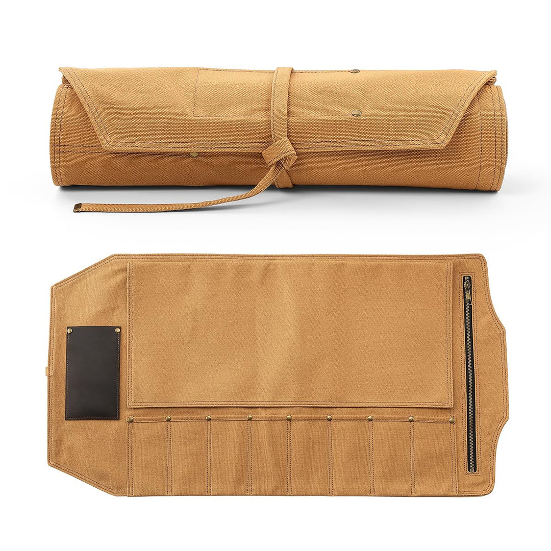 XINZUO Messertasche 78,5cmx41,5cm, Profi Koch Rolltasche, Universal Etui für Koch 8 Slots, 16oz verd