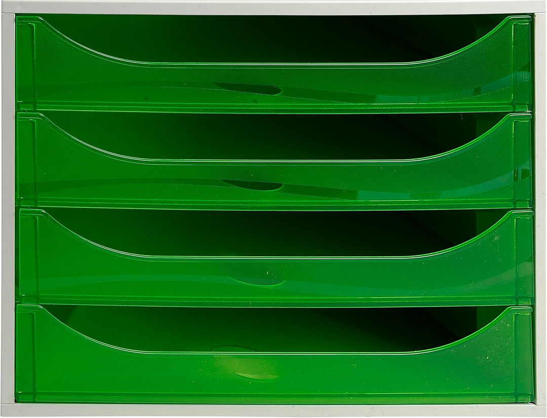 Exacompta 228697D Ablagebox Linicolor mit 4 Schubladen für DIN A4+ Dokumente. Ecobox mit hoher Kapaz