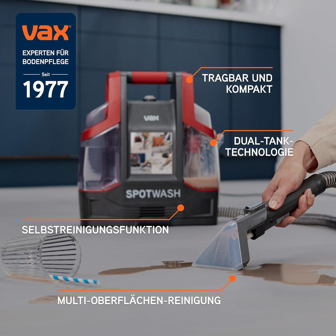 Vax SpotWash Fleckenreiniger – Teppich- und Polsterreiniger Gerät mit starker Saugkraft, schnelltroc