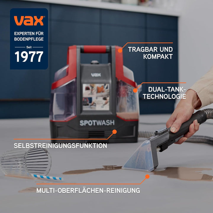 Vax SpotWash Fleckenreiniger – Teppich- und Polsterreiniger Gerät mit starker Saugkraft, schnelltroc
