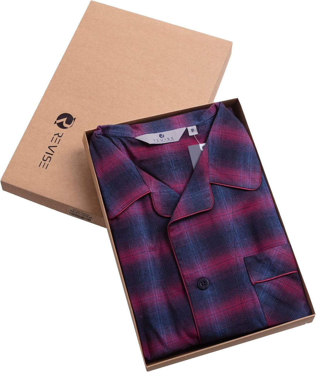 Revise RE-911 Schlafanzug für Herren - Lang - Flannel 100% Baumwolle - Pyjama - M Dunkelblau / Rot 1