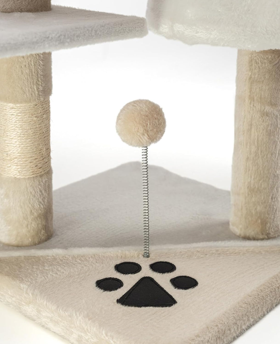 lionto Kratzbaum für Katzen mit 2 Plüschbällen & Spielseil, Höhe 112 cm, Katzenbaum mit Sisalseil &