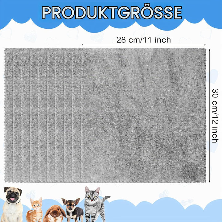Panelee 10 Stück Waschbare Haustier Decken für Hunde Meerschweinchen Hase Katze Wasserdichtes Kleint