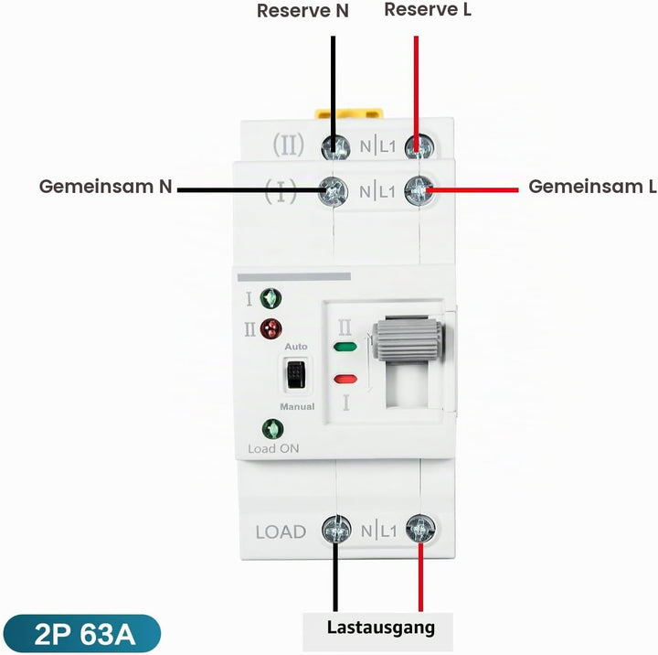 DEWIN Transferschalter, automatischer Transferschalter G2R 63A DIN-Schiene ATS Dual Power Automatisc