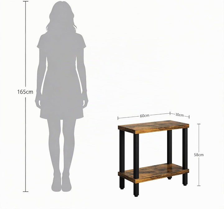 Beistelltisch Holz 2 Tier Couchtisch Nachttisch Schmal Beistelltische Klein mit Stauraum für Wohnzim