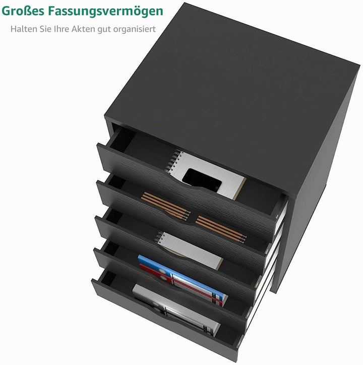 YITAHOME Rollcontainer, Mobiler Aktenschrank mit Riemenscheibe, Schliessfächer Haushalte für A4 Papi