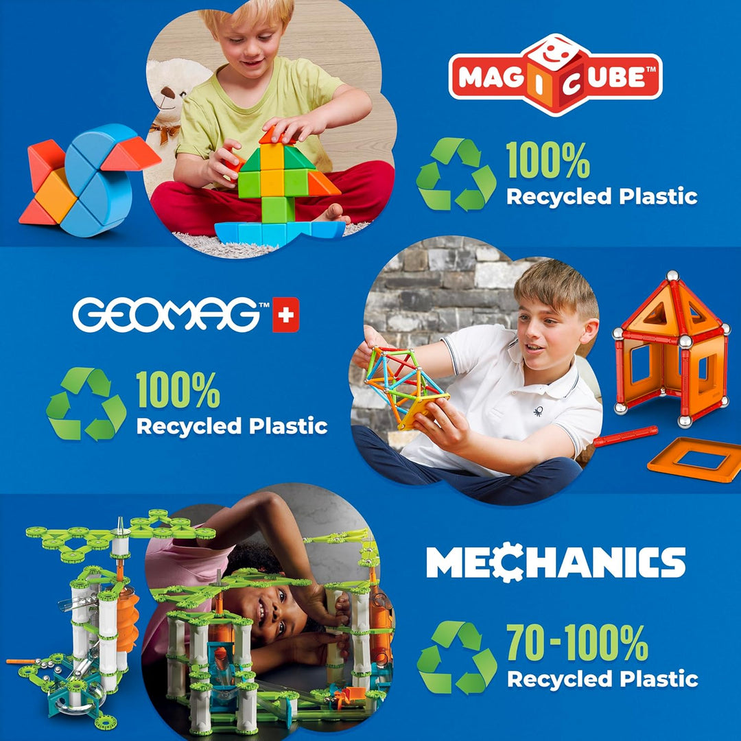 Geomag Classic - 142 Teile - Magnetisches Konstruktionsspielzeug für Kinder - Green Line - Lernspiel