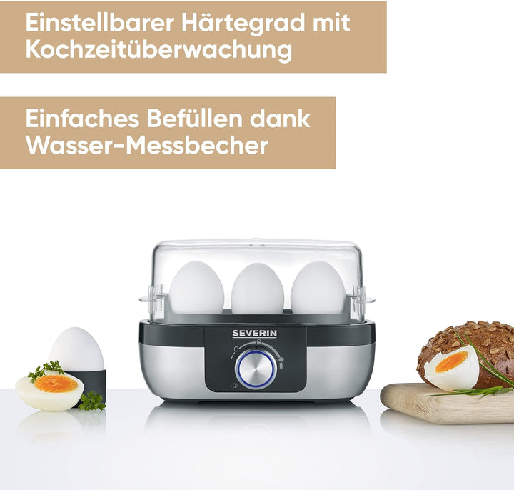 SEVERIN Eierkocher für 3 Eier mit elektronischer Kochzeitüberwachung, inkl. Messbecher mit Eierstech