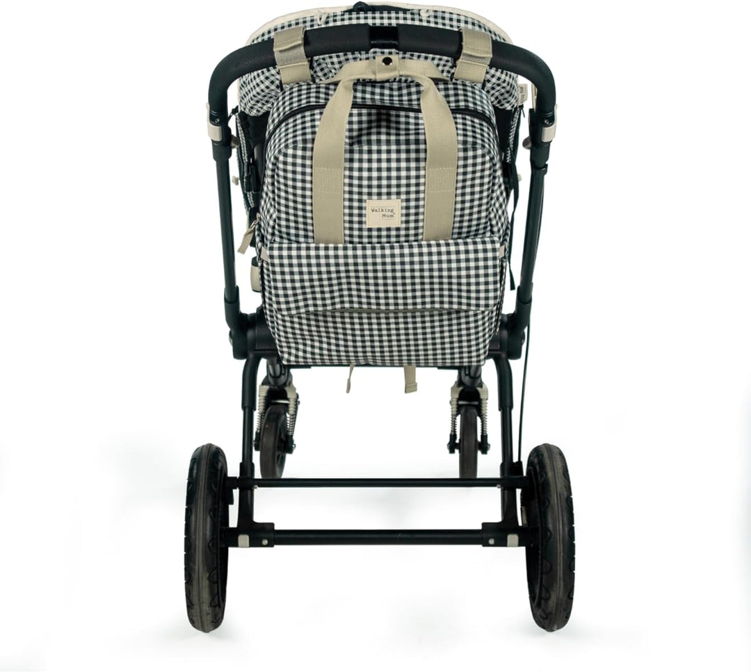 Walking Mum. I Love Vichy Wickeltasche für Kinderwagen, vielseitiges Design mit kurzen Griffen und S