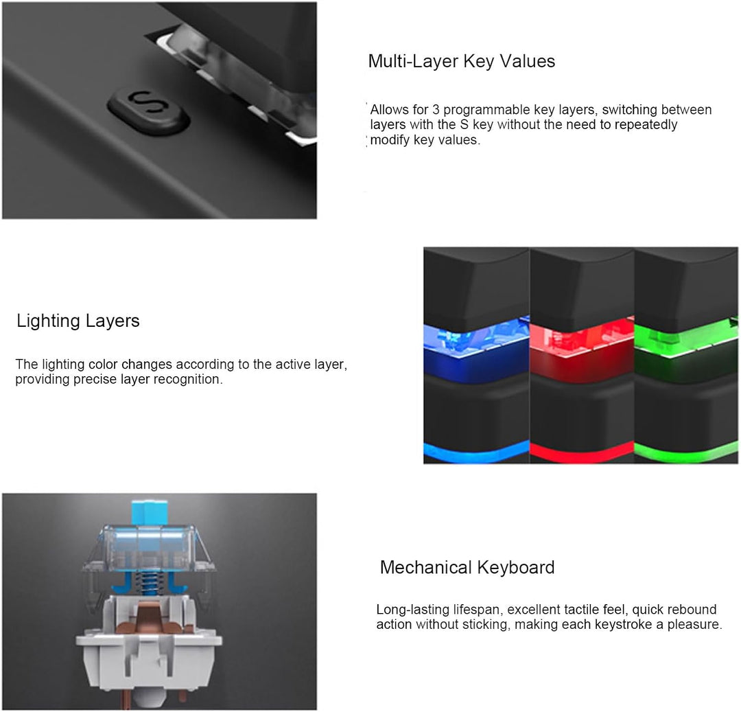 Bluetooth-verkabelte USB-Makro-Gaming-Tastatur mit RGB-Hintergrundbeleuchtung, Mechanische Tastatur
