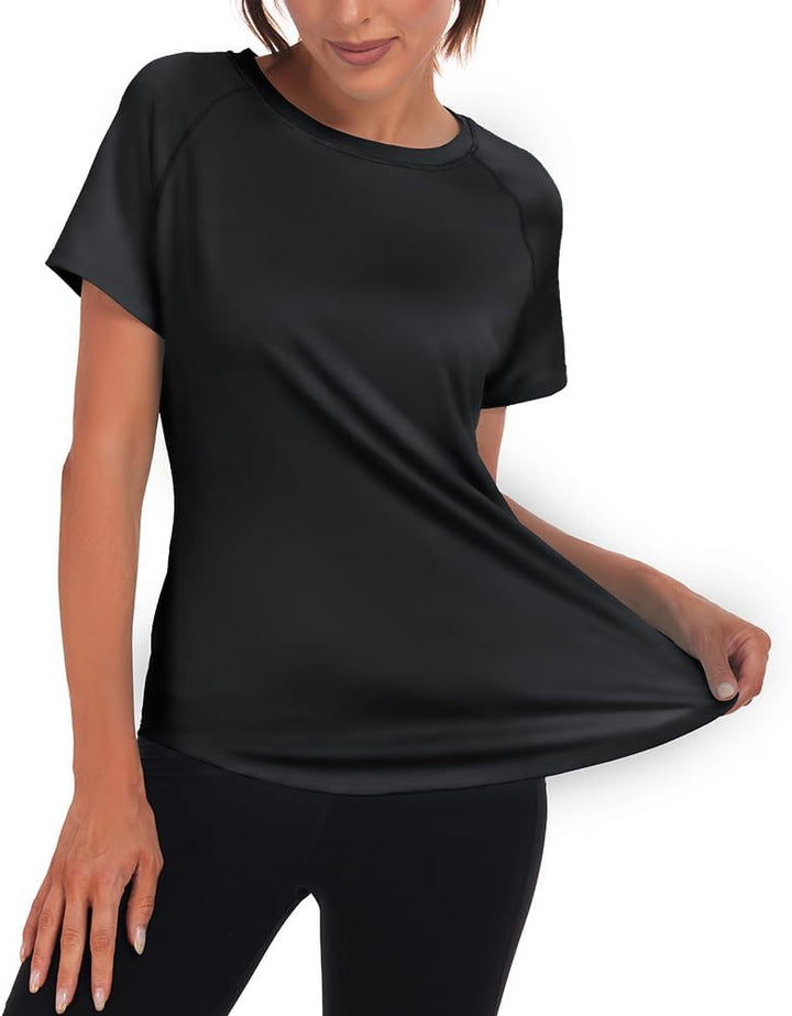 Jlowesun Sportshirt Damen Kurzarm,Leichtes Atmungsaktiv Funktions Back Mesh Sport Oberteile Damen,Ru