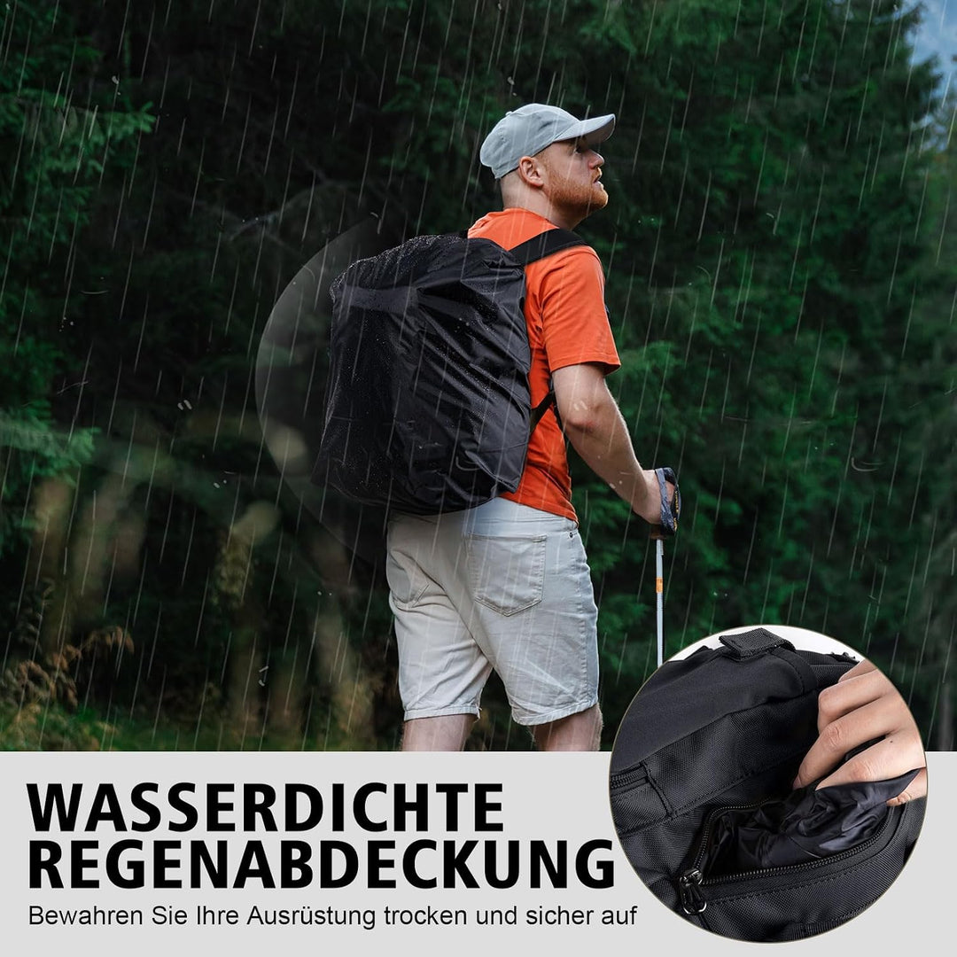 Goture Angelrucksack, 73-Liter Angelzubehör-Rucksack mit Zwei Rutenhaltern und Regenschutz, 600D Oxf