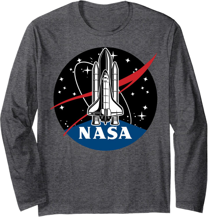 NASA Space Shuttle Take Off With Logo Langarmshirt