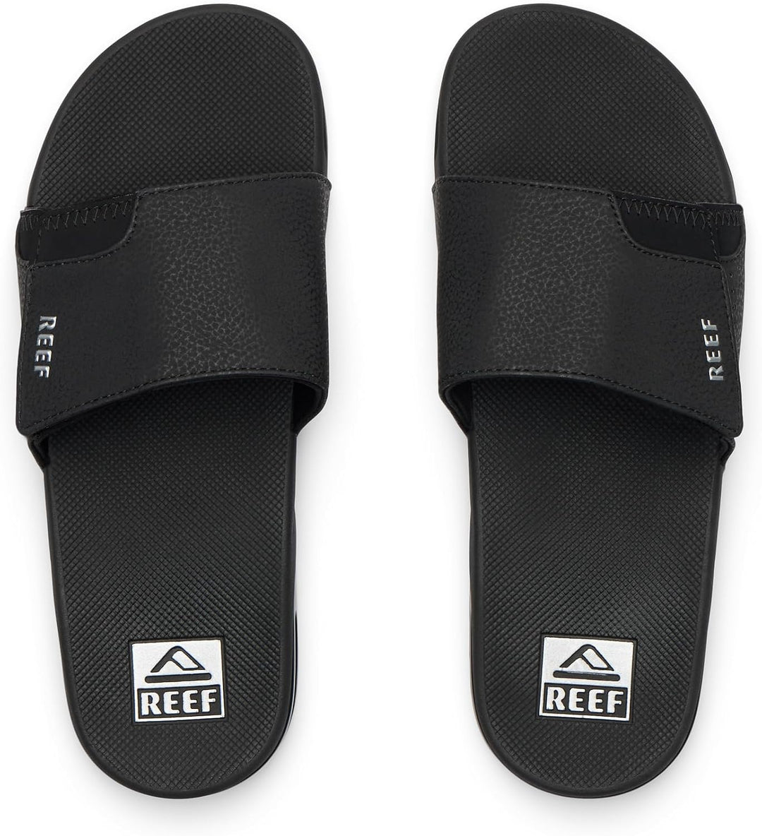 Reef Herren Fanning Slide Flipflop 37.5 EU Black Silver, 39 EU