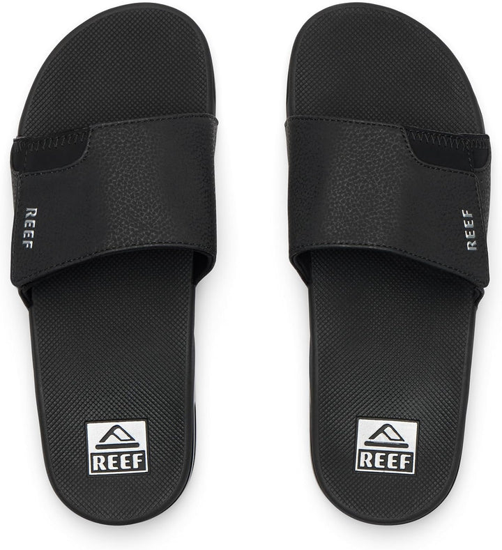 Reef Herren Fanning Slide Flipflop 37.5 EU Black Silver, 39 EU