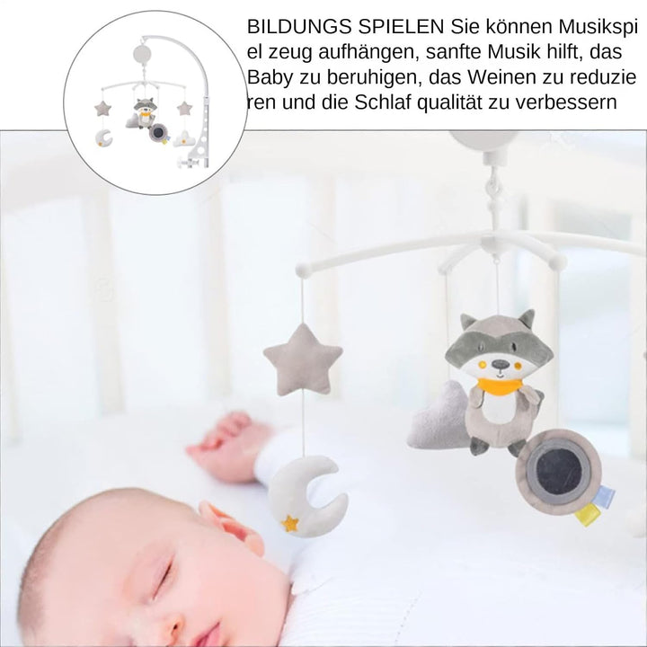 Baby Mobile, Crib Hanging Toy, Soothing Music Box with Photo Pendant, Gentle Wind Chime Decoration,