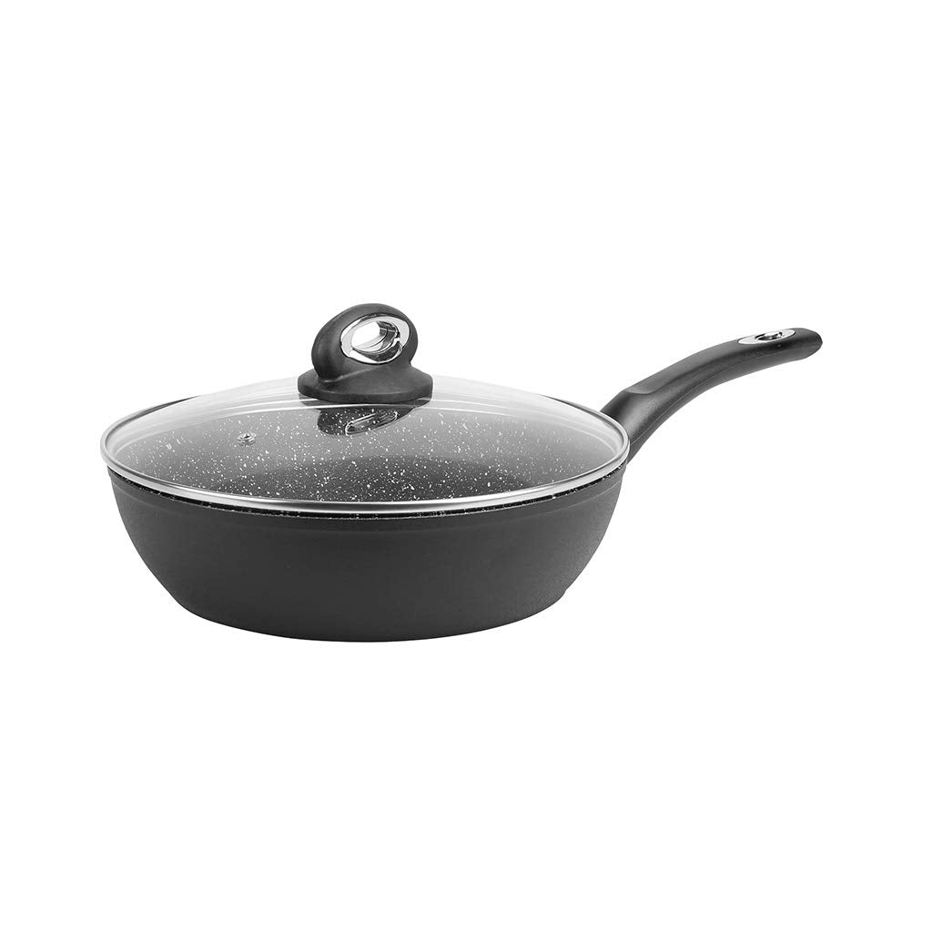 Sitram 711708 Schmorpfanne, Granit, Durchmesser 24 cm aus geschmiedetem Aluminium mit schwarzer Anti
