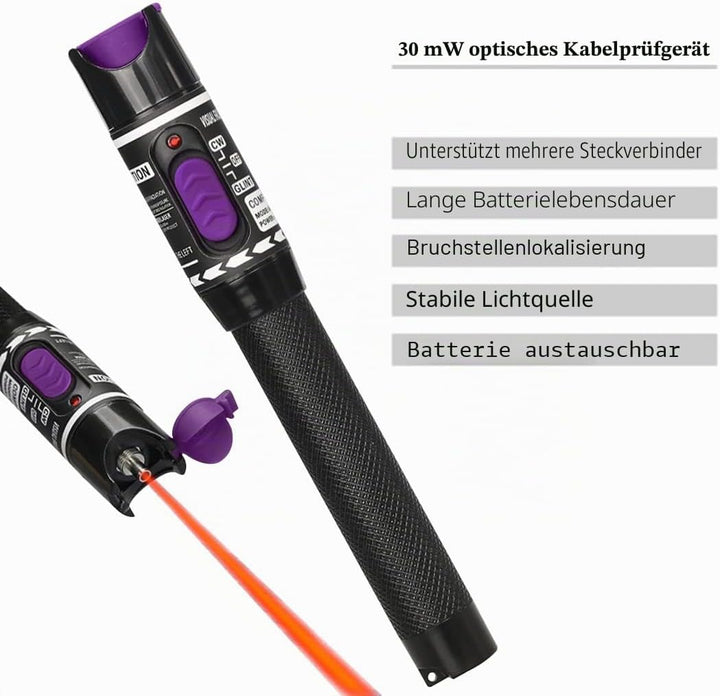 2-in-1 FTTH Glasfaser Tool Kit Glasfaser-Leistungsmesser-70 +10 dBm und 30 mW Visual Fault Locator G