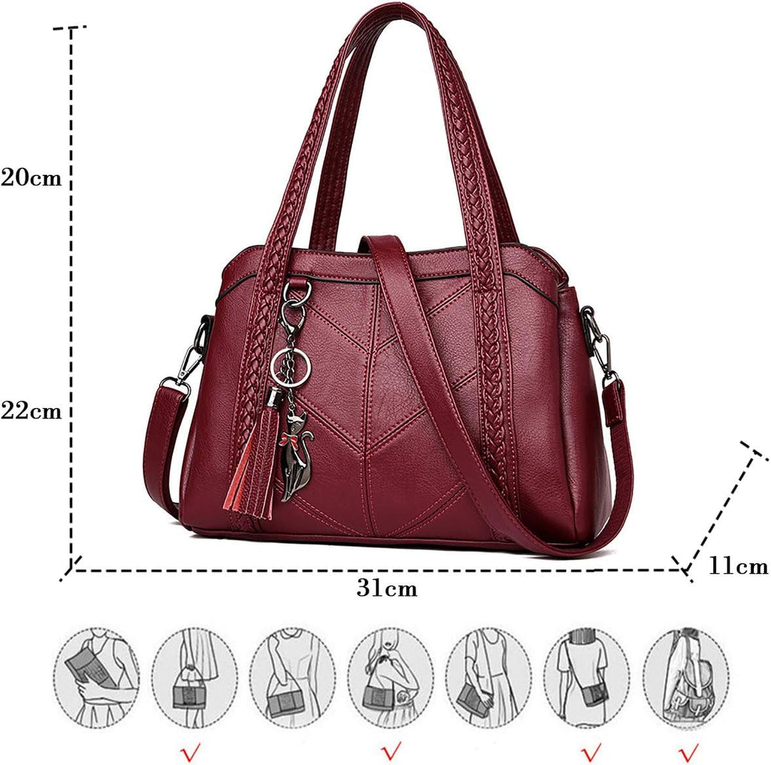 Coolives Damen Hobo Schultertasche Tasche mit Schultergurt Umhängetasche Handtasche aus PU-Leder EIN
