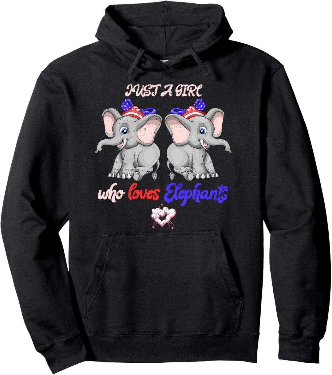 Nur ein Mädchen das Elefanten liebt USA Flagge Elefant Pullover Hoodie
