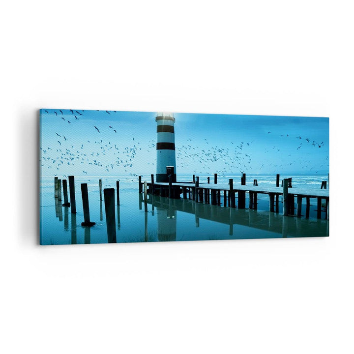 Wandbilder Dekoration Wohnzimmer Vögel see laterne wolke Panorama Bilder auf Leinwand 120x50cm Leinw