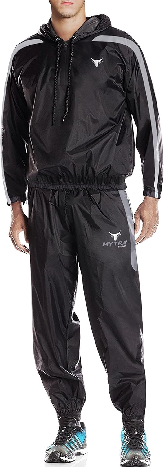 Mytra Fusion Weight Loss Sliming Fitness Sauna Sweat Suit Black Grey XXL Black Gray