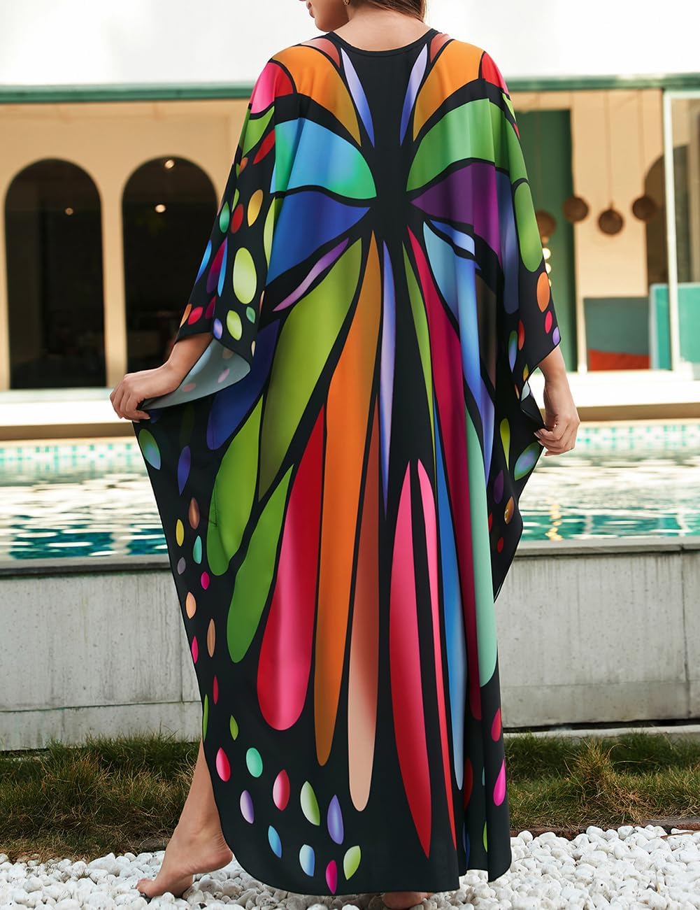 Bsubseach Frauen Plus Grösse Kaftan Kleid Badeanzug Druck Kaftan Strand Cover Up Kleid Farbiger Schm