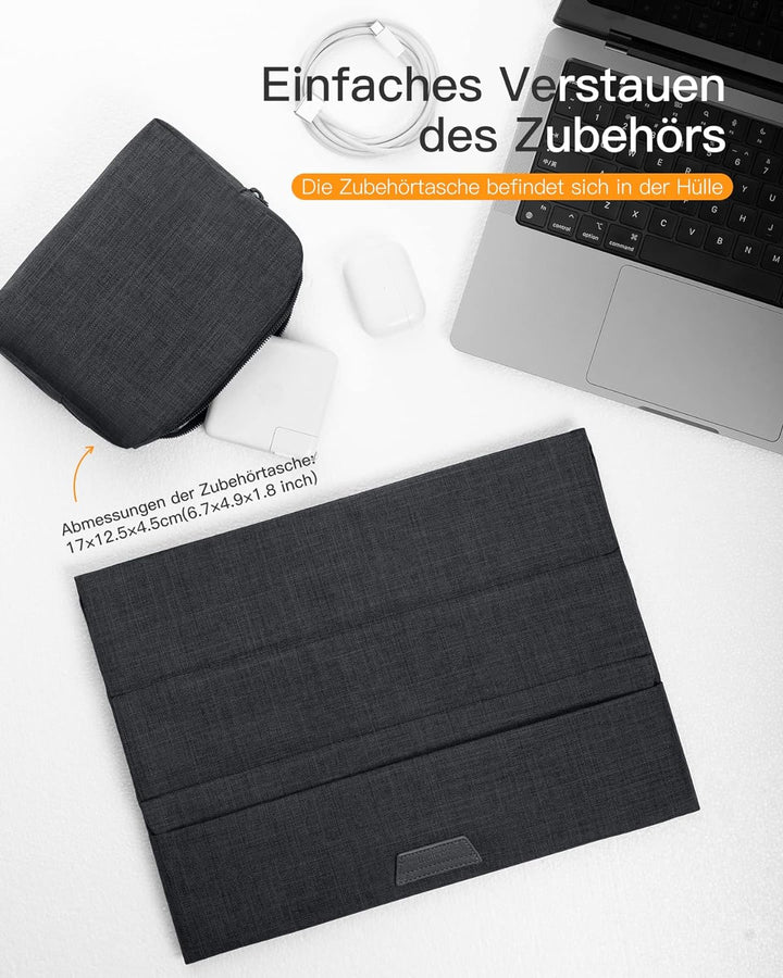 Inateck 13 Zoll Laptop-Hülle mit Standfunktion Kompatibel mit MacBook Air M2/M1 2022-2016, MacBook P