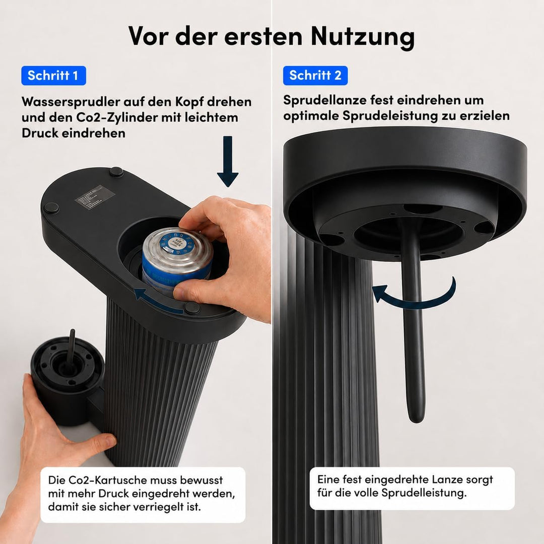 Sodapop Wassersprudler Cooper Pro Schwarz inklusive 1x PET-Flasche, Einfache Handhabung mit Einhänge