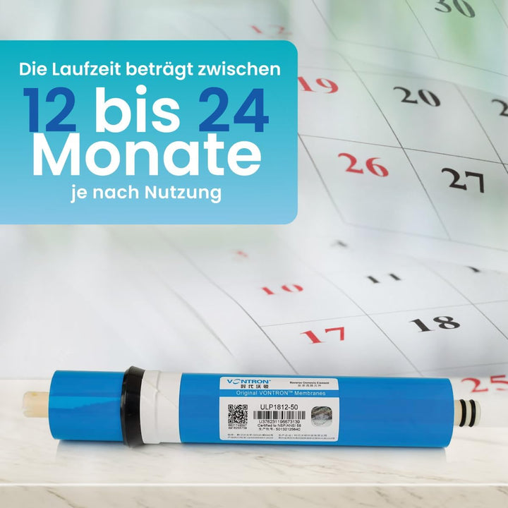 Vontron-Membran, ideal für Umkehrosmose, 50 GPD, speziell für die Entfernung von organischen Salzen,