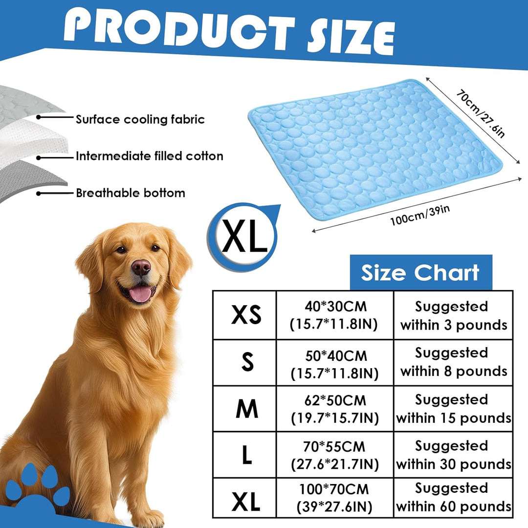 Kühlmatte Hunde 100 * 70cm Pet Cooling Mat Selbstkühlende Kühldecke Hund für Katzen und Hunde Selbst