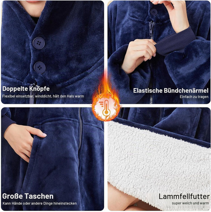 SPFASZEIV Reissverschluss Hoodie Decke Damen Kuscheldecke mit Ärmeln Übergrosse Kuschelpullover Frau