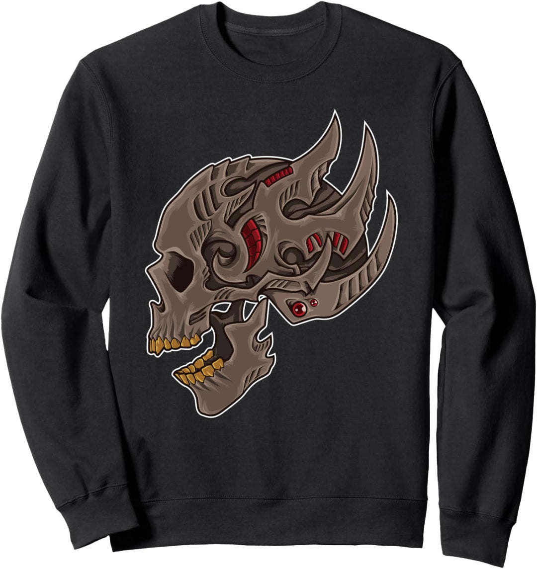 Cyberpunk Totenkopf | Dystopischer Science Fiction Schädel Sweatshirt