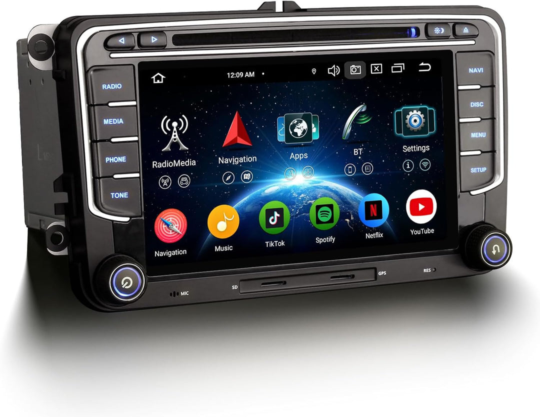 Erisin Android 14 4GB+64GB 8-Kern Autoradio mit CD Bluetooth GPS Navi für VW Golf 5/6 Passat B6 Polo