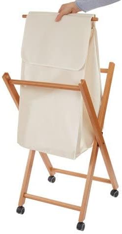 ARREDAMENTI ITALIA Wäschesammler Banny, Holz - Faltbar - abnehmbare Tasche - Farbe: Kirsche - AR-It