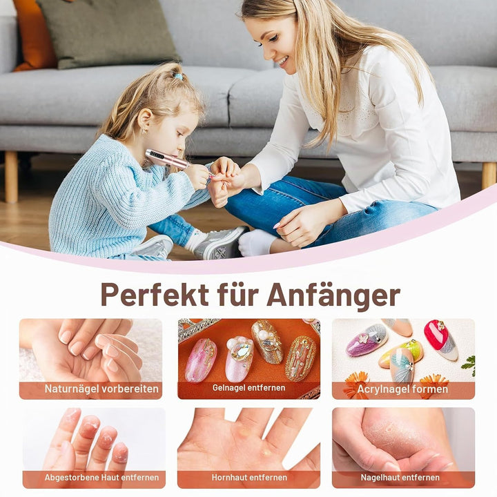 Nagelfräser Kabellos, Fräser für Gelnägel, Elektrische Nagelfeile Tragbar Nail Drill, 11 in 1 Manikü