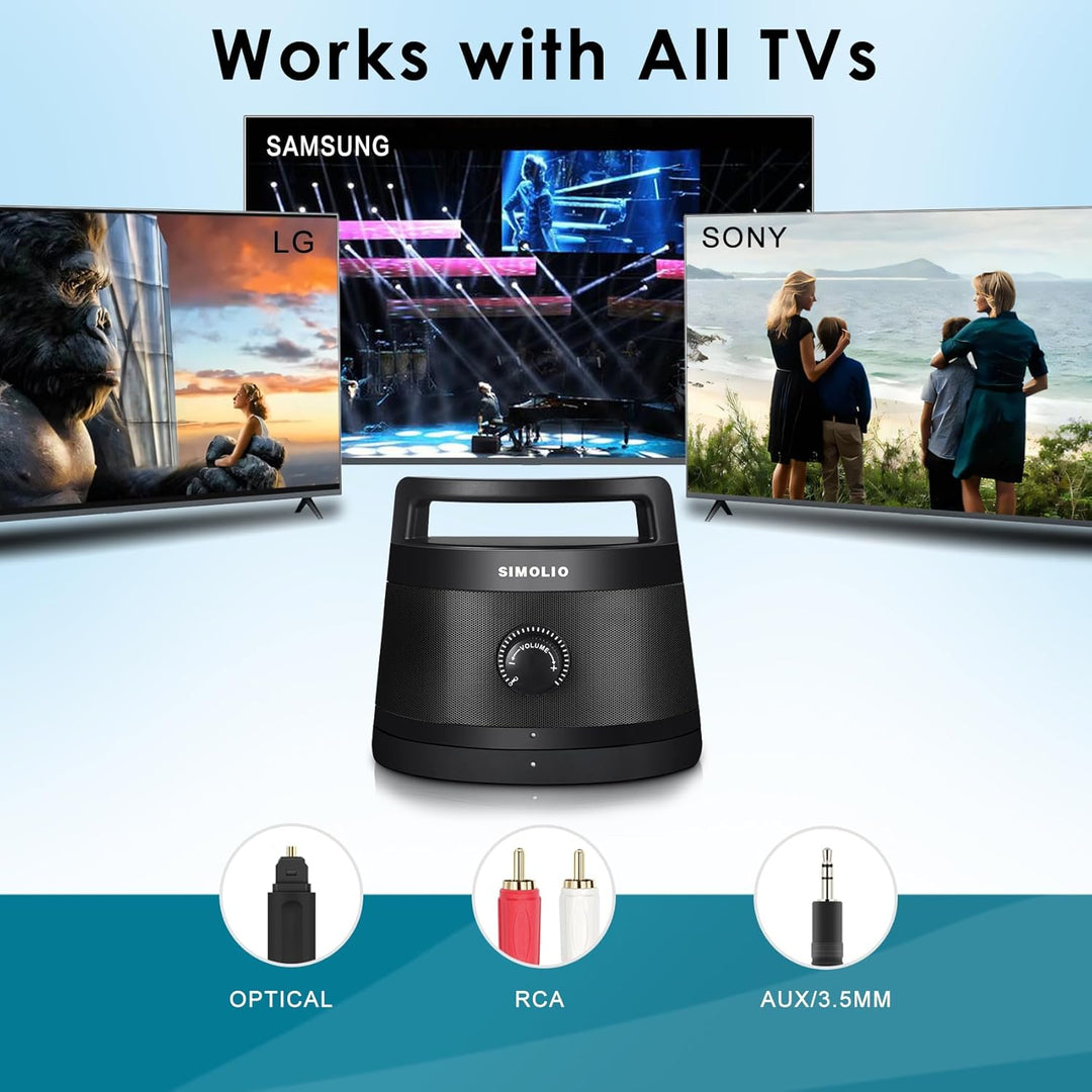 SIMOLIO TV Lautsprecher für Fernseher Kabellos, Tragbare Funklautsprecher für Senioren & Menschen, E