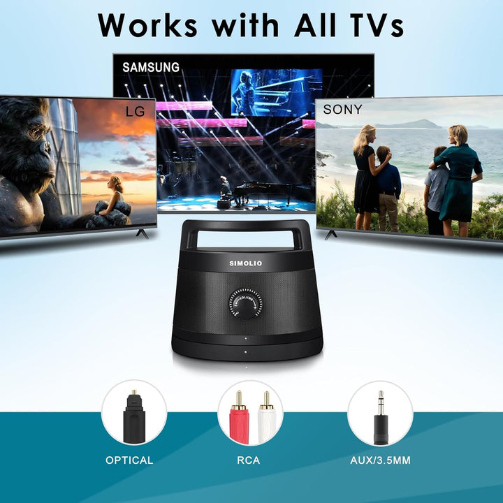 SIMOLIO TV Lautsprecher für Fernseher Kabellos, Tragbare Funklautsprecher für Senioren & Menschen, E