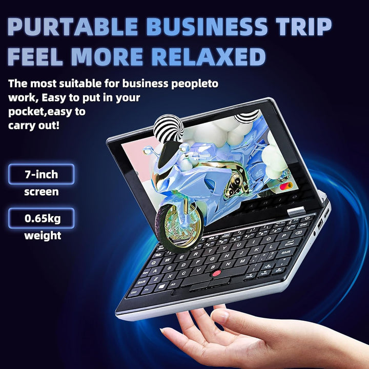 7,0-Zoll Touchscreen Laptop, Celeron N95 (bis zu 3,4 GHz), 8GB RAM DDR4, 512GBSSD, Webcam, Ganzmetal