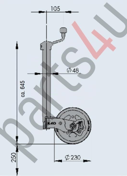 parts4u 300kg Caravanstützrad Stützrad Radlastanzeige Stützlastanzeige Alko Bugrad Pkw 1221695