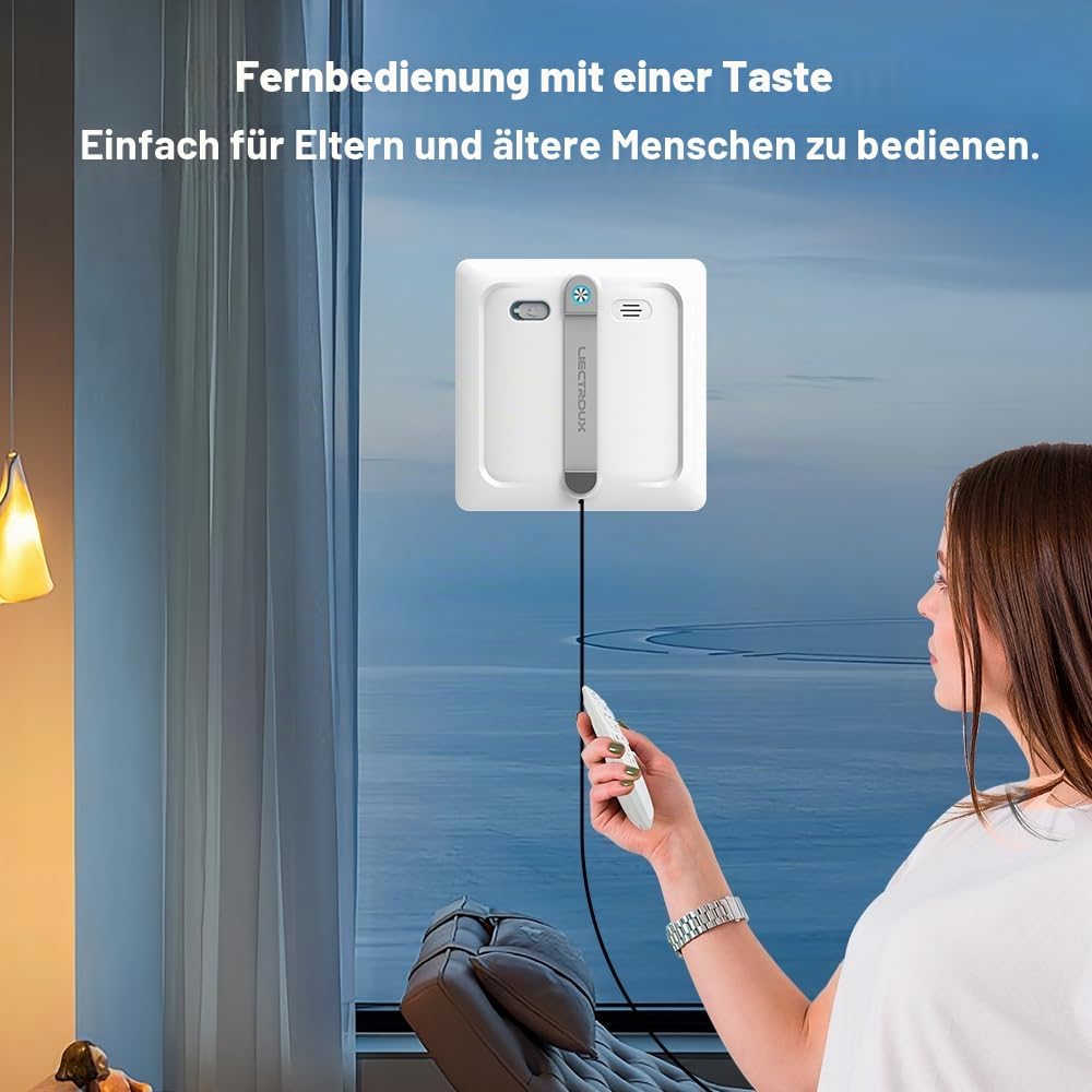 LIECTROUX Fensterputzroboter S9, 2 rotierende Bürsten, Sprühpumpe mit 6 Düsen, bürstenloser Motor, 9