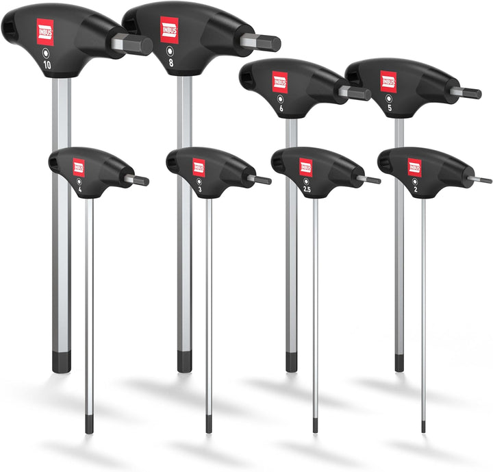 INBUS® 70129 T-Griff Schraubendreher Set 8tlg, 2–10mm, mit HybridTouch — Made in Germany 8× HX (2 –