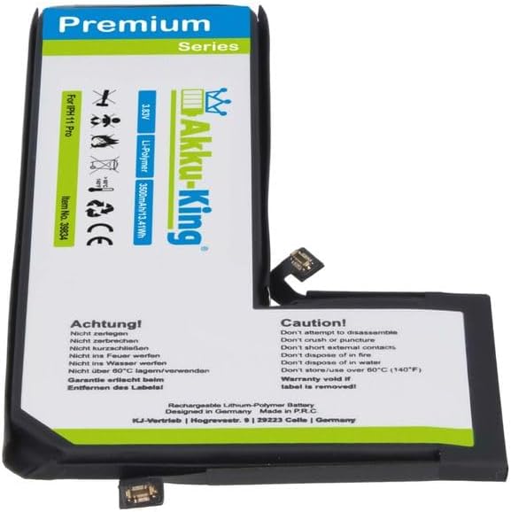 Power-Akku kompatibel mit Apple iPhone 11 Pro - Li-Polymer 3500mAh - mit Öffnungswerkzeug/Klebestrei