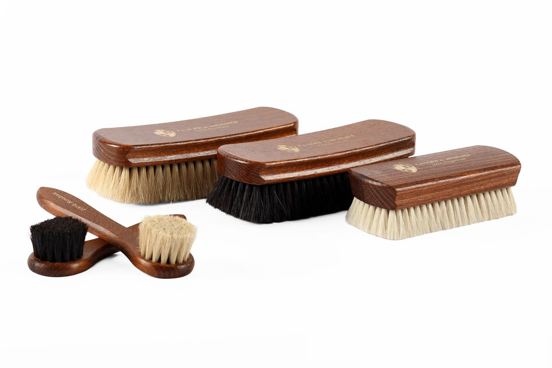 Langer & Messmer 5er Set Schuhbürsten aus Rosshaar und Ziegenhaar für die professionelle Schuhpflege