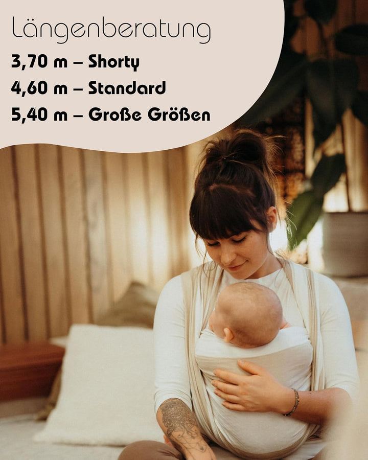 Hoppediz Gewebtes Babytragetuch ab Geburt, Darwin Black 5,40 m | Ergonomisches Tragetuch für Neugebo