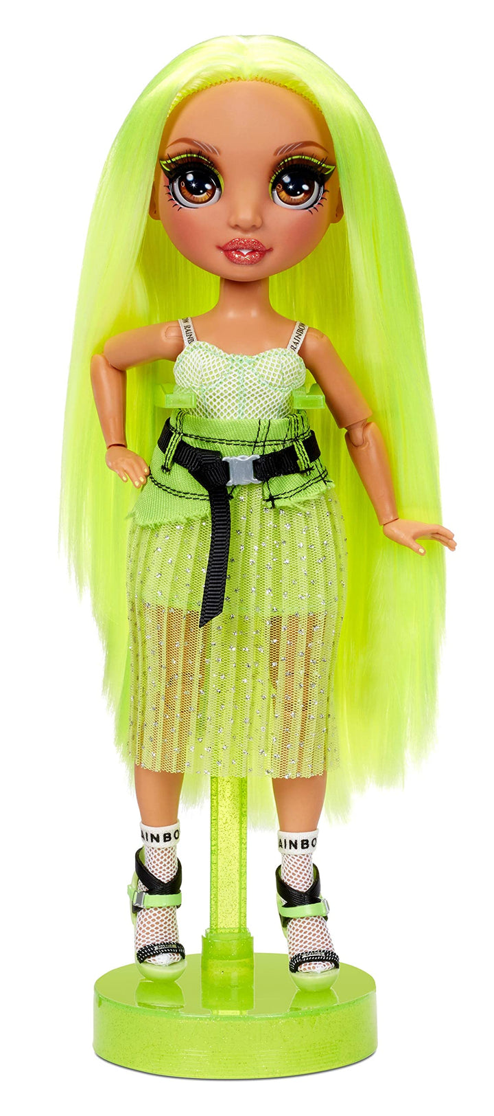 Rainbow High Fashion Doll - Karma Nichols - Neon Puppe mit Luxus-Outfits, Accessoires und Puppenstän