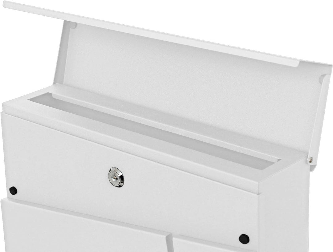 Briefkasten HWC-B29AM, Wandbriefkasten Postkasten Zeitungsfach, pulverbeschichtet - weiss